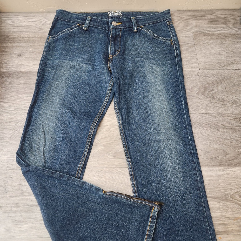Levi's 503 Skinny Jeans Size 11 Blue Denim Embroidered Pockets Zipper Leg Detail